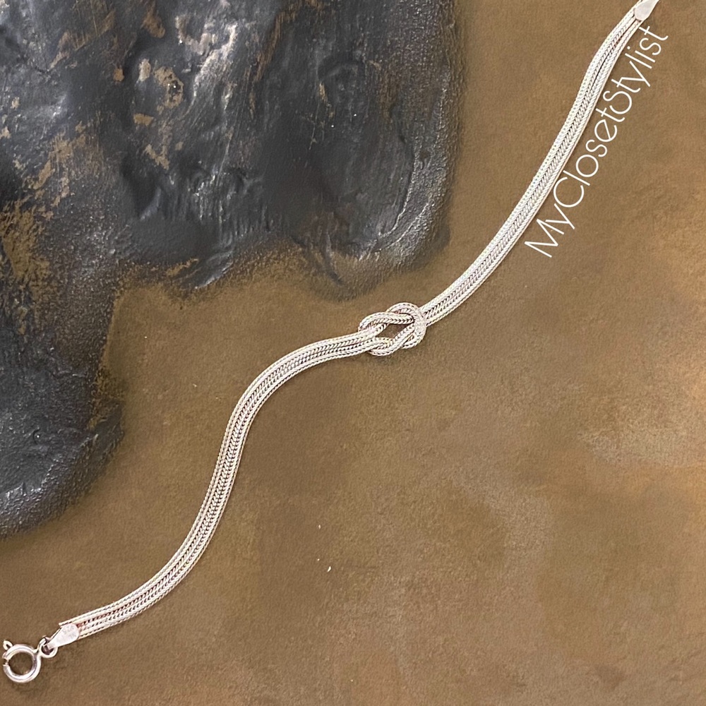 Liquid Sterling Twinned Eternity Love Knot Bracelet 7" 925 Double chain